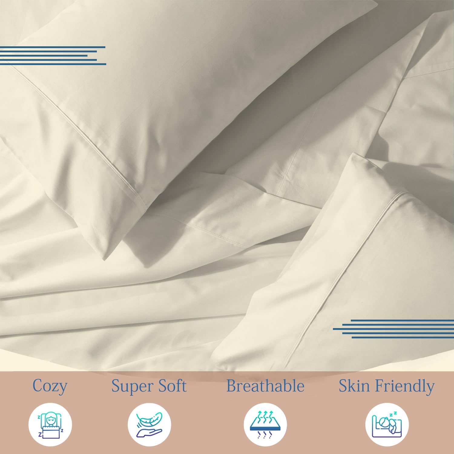 800 Thread Count Boating Sheet Set - Universal AFT Berth 100% Egyiptan Cotton Sheet Set Fits Mattresses up to 8” Depth-Sailboat Boaters Gift (Ivory)