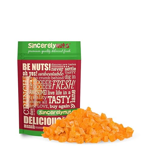 Sincerely Nuts Dried Mango Diced Alarmingly Delicious Stupefying Freshness Relleno con nutrientes saludables Certificado Kosher
