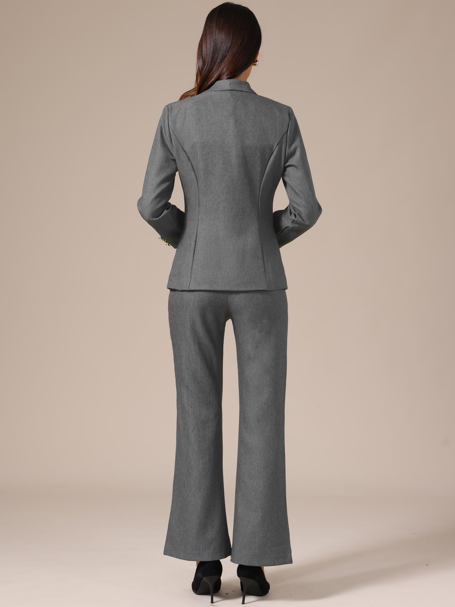 Allegra K Completo da Donna in Due Pezzi, Pantaloni, Blazer Elegante, Pantaloni A Gamba Larga, Tasche, Completo Casual da Lavoro