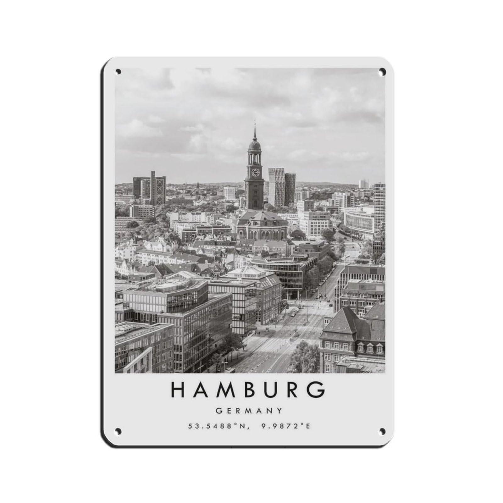 Hamburg Travel Retro Poster Metal Tin Sign Chic Art Retro Iron Painting Bar People Cave Cafe Family Garage Poster Wall Decoration 12x16inch(30x40cm)