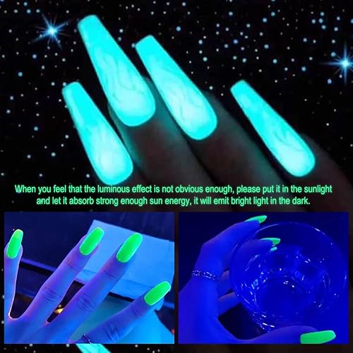 Miniatura 2 de Kit de uñas de poligel luminoso de 8 colores, extensión de uñas de poligel que brilla en la oscuridad, gel constructor para uñas, manicura de neón