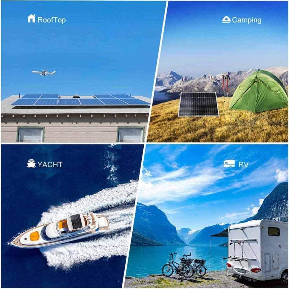 240W Solar Panel Kit 2 x 120W 12V Mono Solar Panel Off Grid System for RV Camping Home Boat+20A LCD PWM Solar Charge Controller+Extension Cables+Z-Brackets+Cable Gland