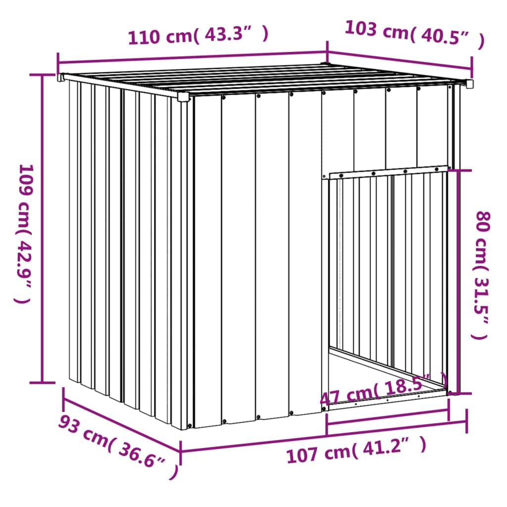 Genérico Caseta para Perro con Techo de Acero galvanizado Antracita 110x103x109 cm,Producto para Mascotas y Animales,Productos para Mascotas,Productos para Perros,Casetas para perros-172355
