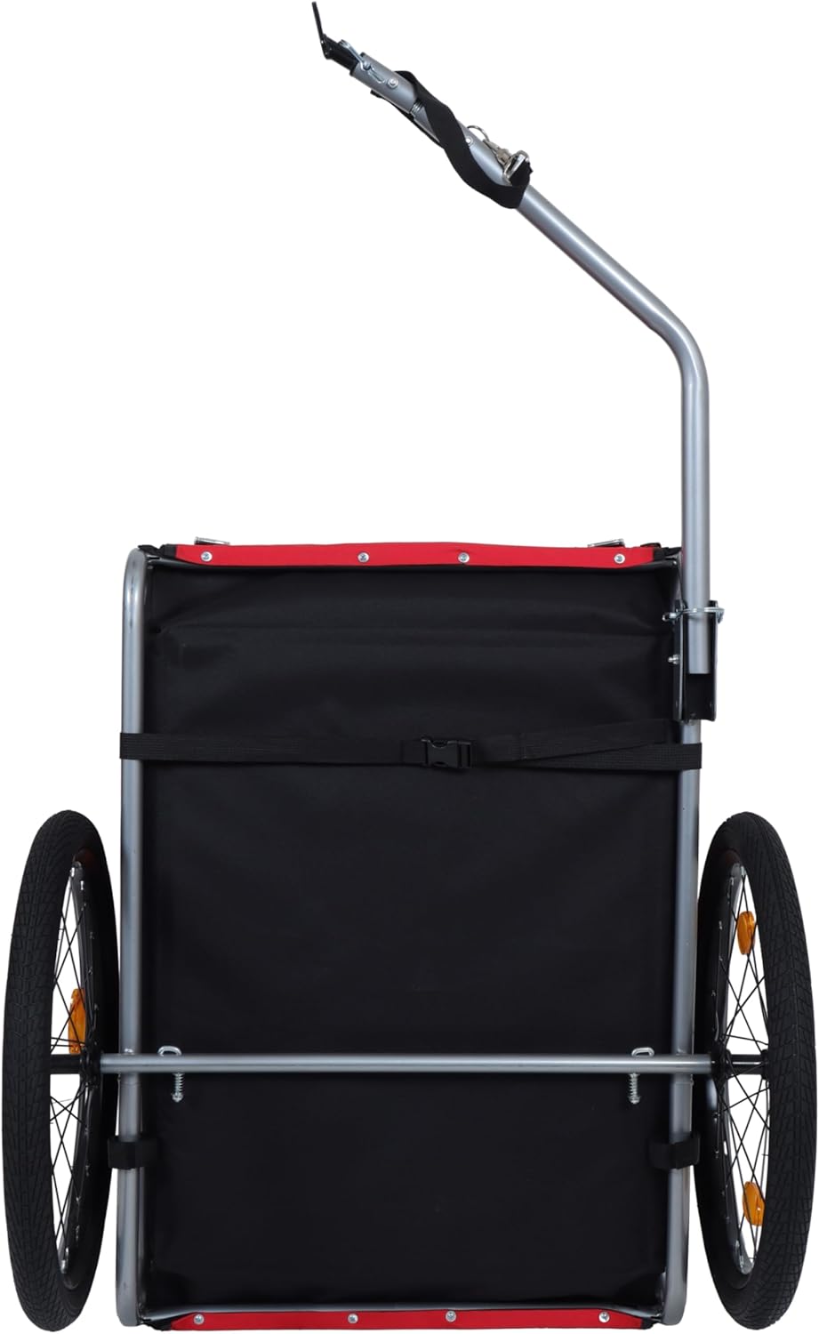 Dog Bike Trailer, Supports up to 66 lbs, Pet Cart Bicycle Carrier, Easy Folding Frame with Quick Release Wheels, Universal Bicycle Coupler, Reflectors, Flag, Collapsible to Store, Black+Red