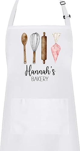 Miniatura 7 de Delantal de cocina personalizado para hornear con dos bolsillos, correa ajustable para el cuello para cocina, y hornear, herramientas de panadería,