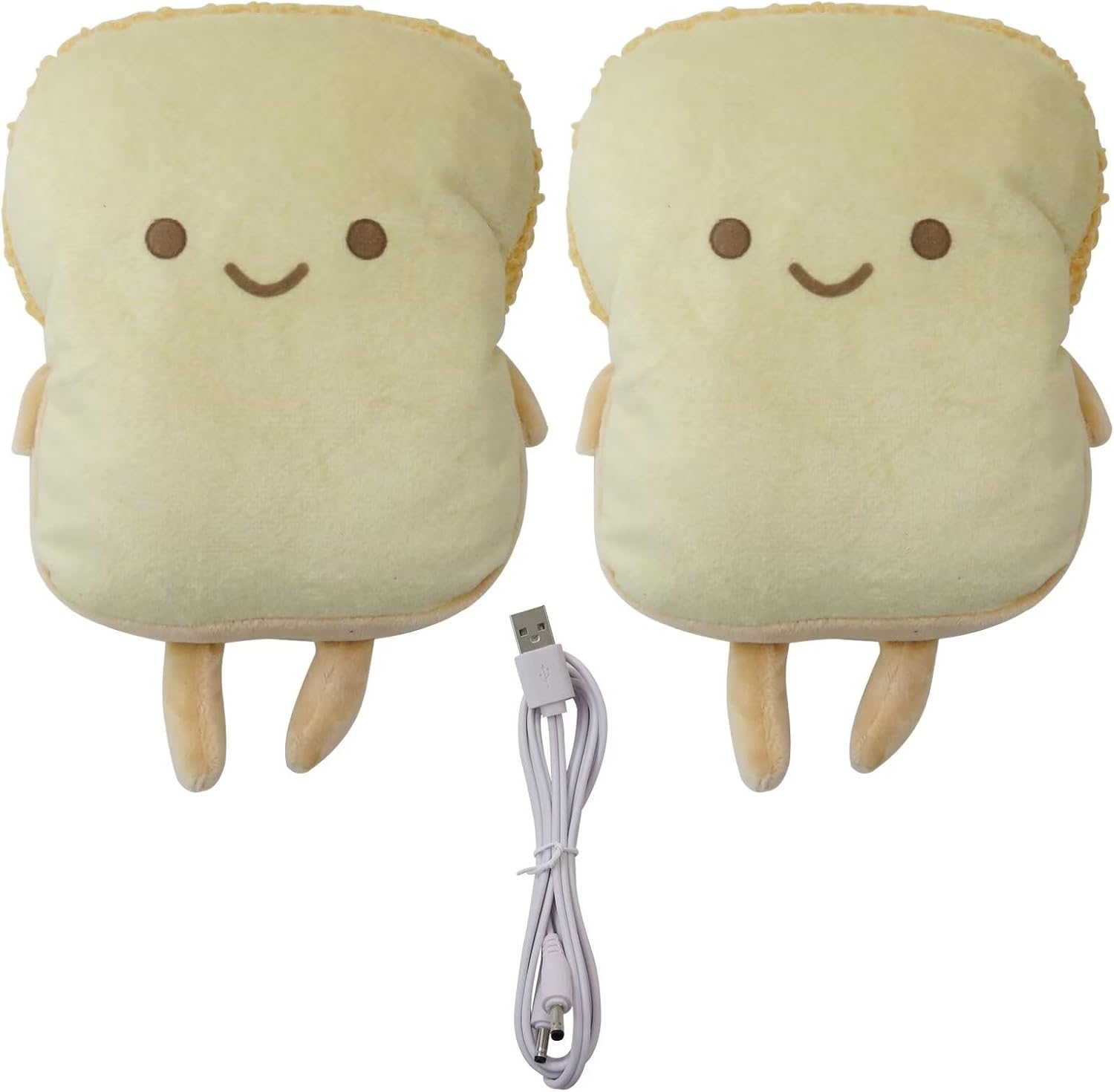 USB Hand Warmers, Cute USB Heated Gloves, Half Wearable 5V USB Powered Toast Fingerless Hand Warmer - Smiling Expression Style B