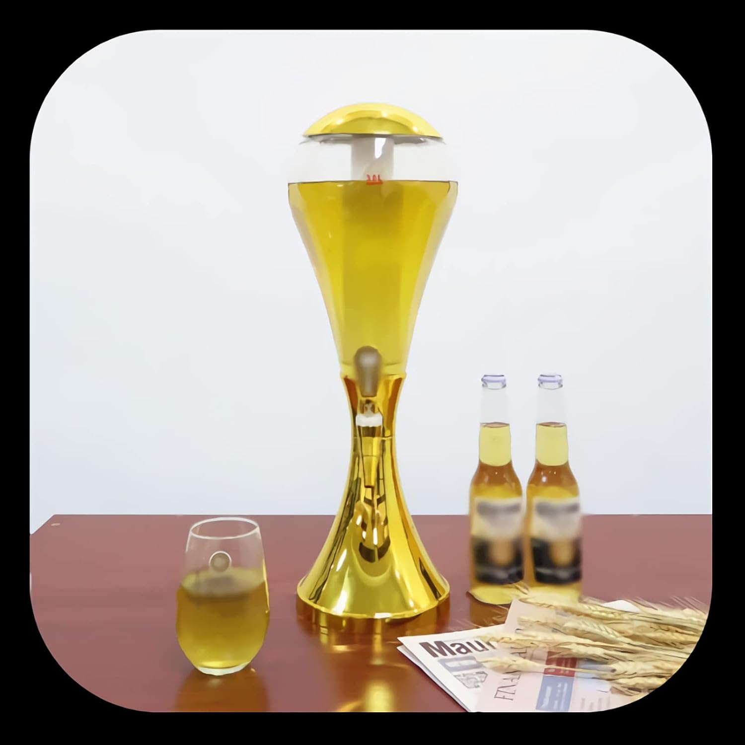 Beer Tower Beverage Dispenser Colorful Beer Tower with Ice Tube LED Lights and Faucet 3L Beverage Dispenser for Beer Juice, Beverage Water and More Keep Cold Home Bar Accessories (Color : Red Size