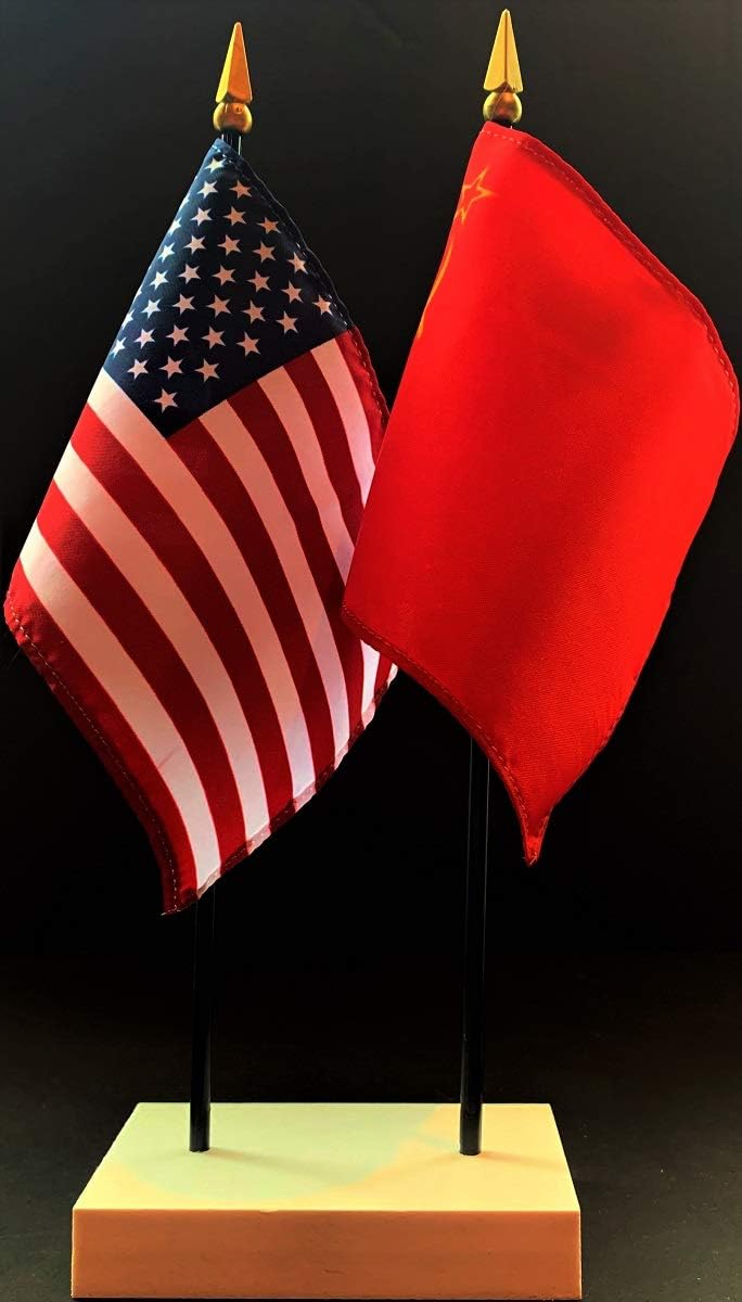 Made in USA. 1 American and 1 Country Miniature Rayon 4"x6