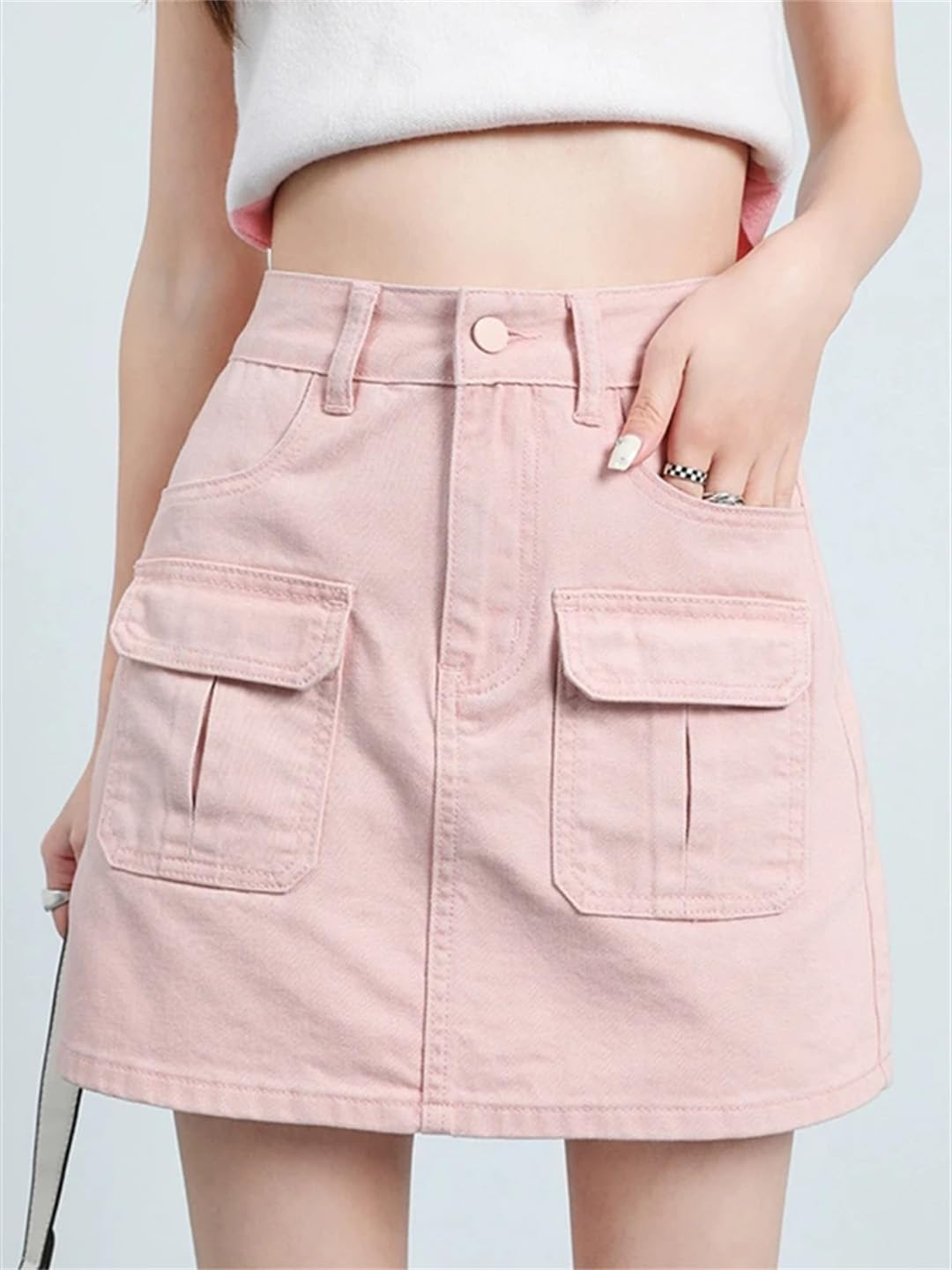 Mini gonne da donna vintage a vita alta svasate gonne casual streetwear in denim