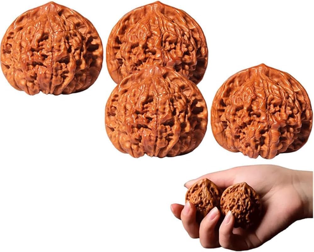 Chinese Walnuts Fidget, 4PCS Chinese Wen-wan Walnuts Hand Therapy, Traditional Stress Relief Hand Fidget, Palm Massage Exercise Walnut Gift Massage Gadget