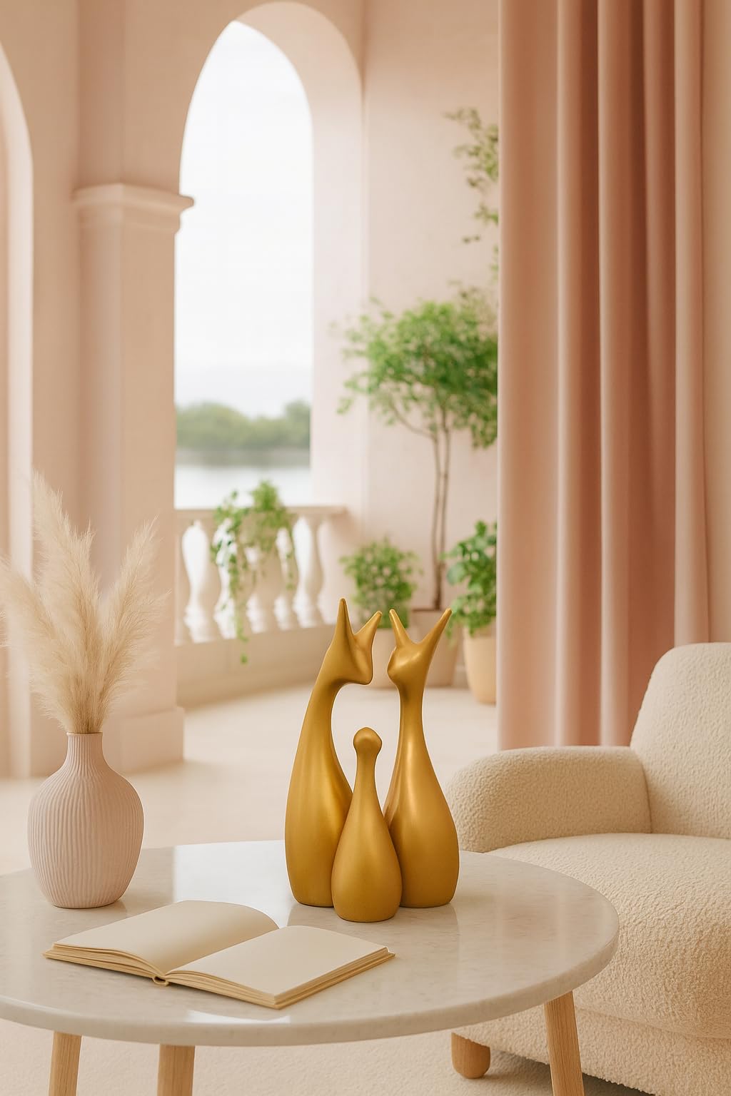 LADROX Muted Metallic Matte Gold Home Decor Lucky Deer Family Ceramic Figurine | Launched for The First time in India - (Set of 3, Gold) 4