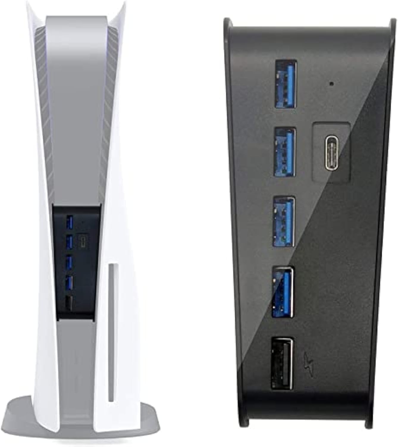 PS5 USB HUB 5 Port USB Hub for PS5 PS5 USB Extension Hub with 4 Port & 1 Type-C Port, USB Hub Plug & Play USB Extender for Sony Playstation 5 Gaming Console