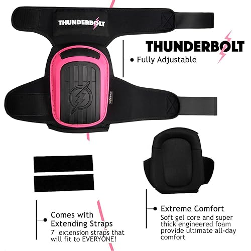Miniatura 33 de Rodilleras Thunderbolt de trabajo, para construcción, colocación de pisos, limpieza de jardines, doble cojín de espuma de gel y correas