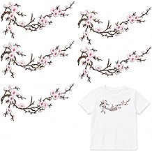 Cherry Blossom Iron On Patches, 5PCS Embroidered Flower Appliques