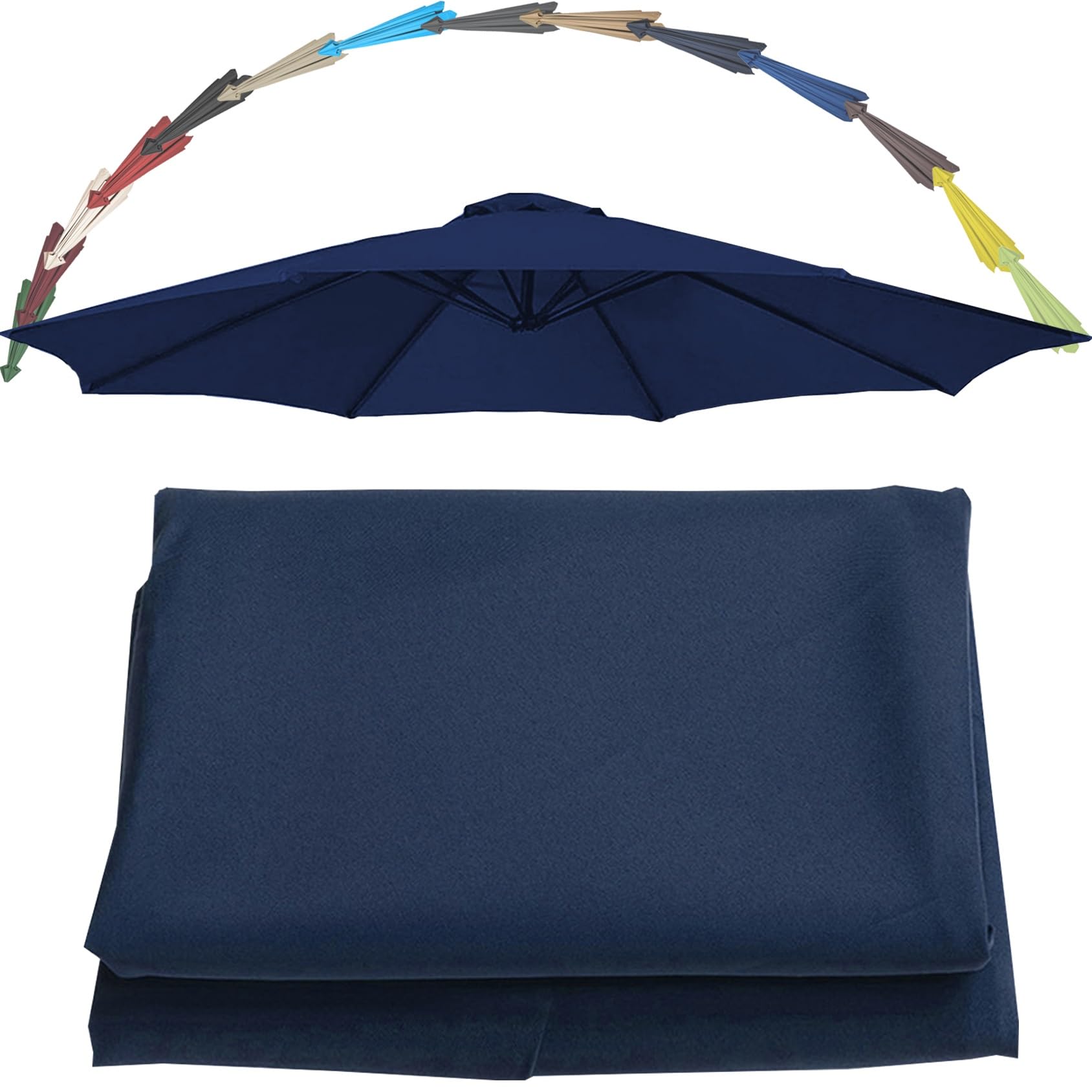Replacement Parasol Canopy UV 30+ Protection For Garden Umbrella Umbrella Replacement Cloth Cantilever Parasol Replacement Top Fabric Cover 6/8 Ribs Patio Replacement Parasol Cover(Color:Navy blue,Siz