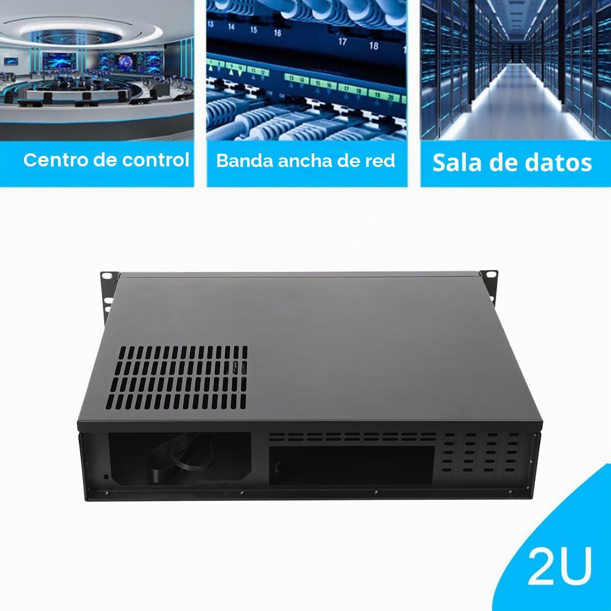 14 rack Server Chasis 2U Compatible con placas base Micro ATX/Mini ITX, armarios de pared estrechos con conexión USB, 4 ranuras