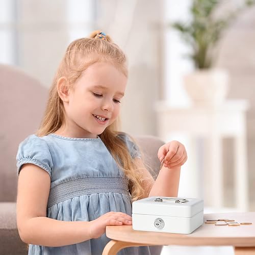 Vista 44 de Jssmst Caja de efectivo con cerradura pequeña, cajas de metal para niños, caja de dinero con ranura en la parte superior, caja de bloqueo negra