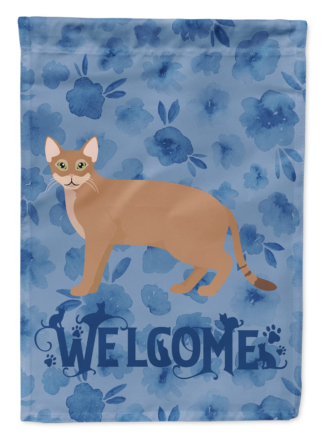 Drapeau Chausie Cat Welcome grand format en toile décorative pour jardin