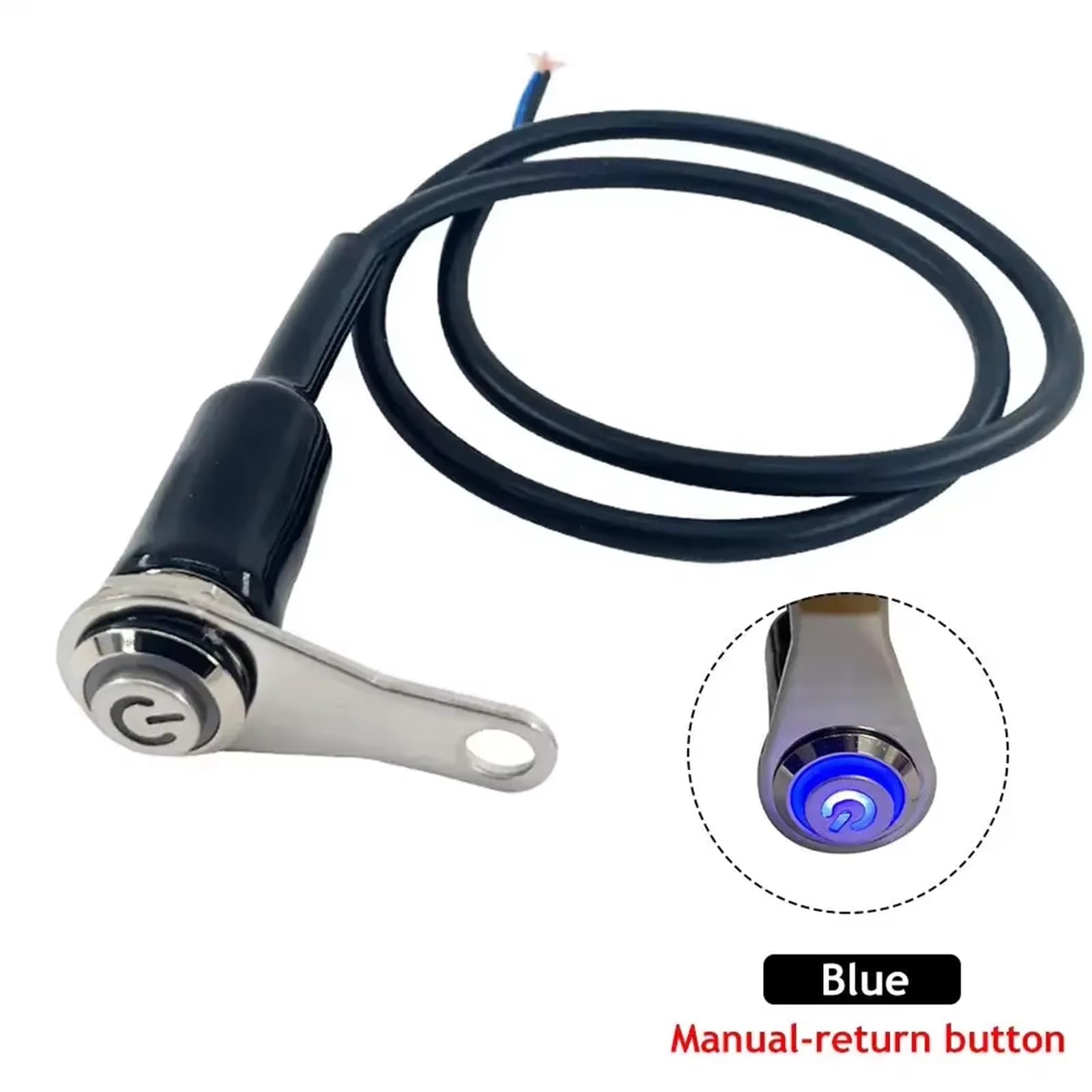 Moto puesta en marcha Interruptor Longitud 60 Cm Interruptor De Encendido Y Apagado Para Motocicleta Montaje En Manillar Aleación De Aluminio Impermeable 12 V Faros Antiniebla Bocina 1 Unidad(Blue)