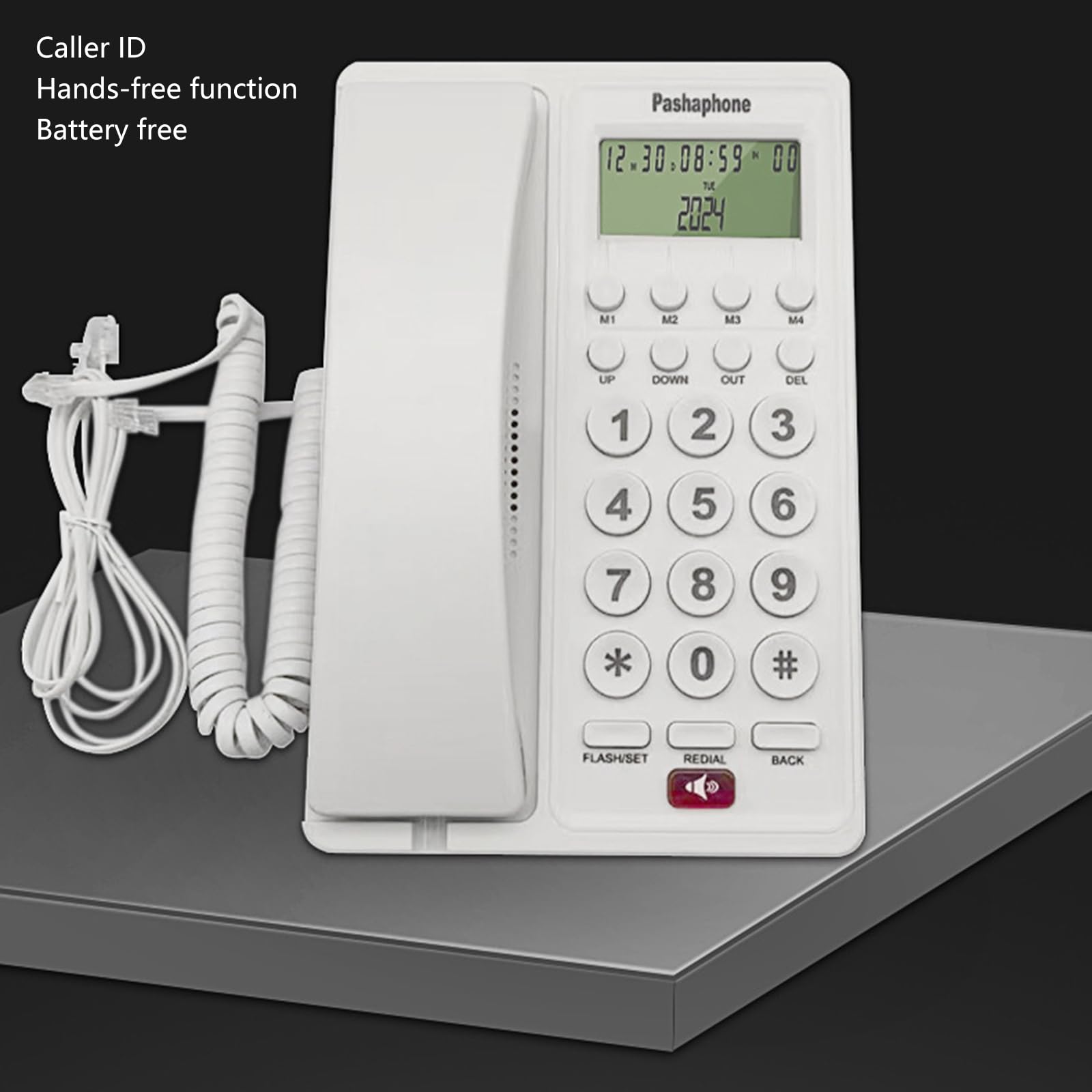 Teléfono fijo de oficina de negocios con pantalla de llamadas para habitación de huéspedes de hotel, teléfono con cable