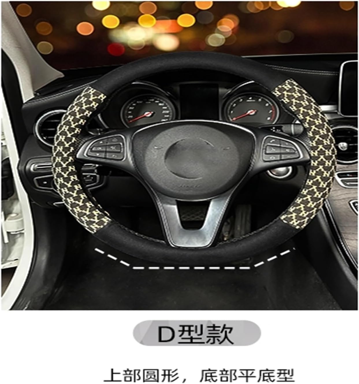 Car Steering Wheel Cover for D-Type Car Steering Wheel Cover Car Interior, Soft and Lightweight with Strong Grip. (Color : 1#)
