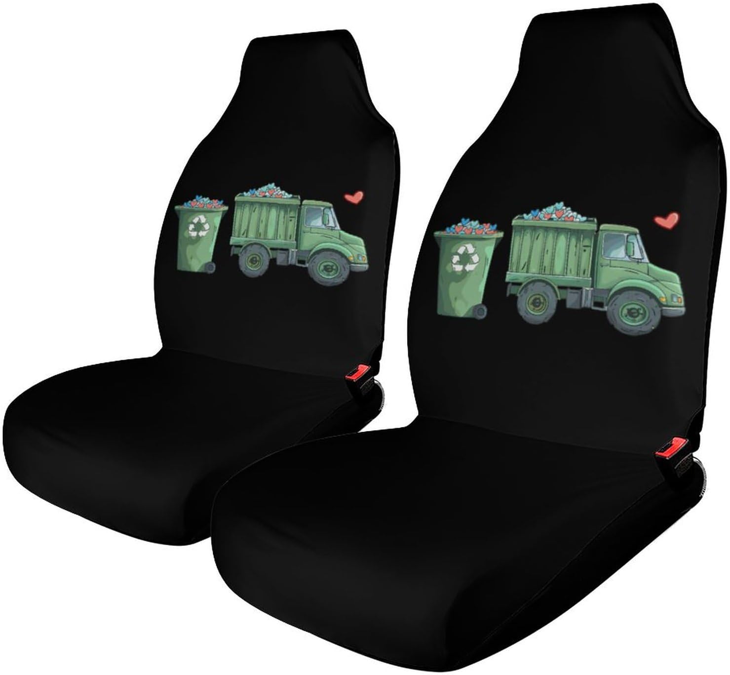 Garbage Truck Loads of Love Car Seat Covers Automotive Seat Covers Car Seat Protector Auto Front Seats Protector for Most Cars 2PCS