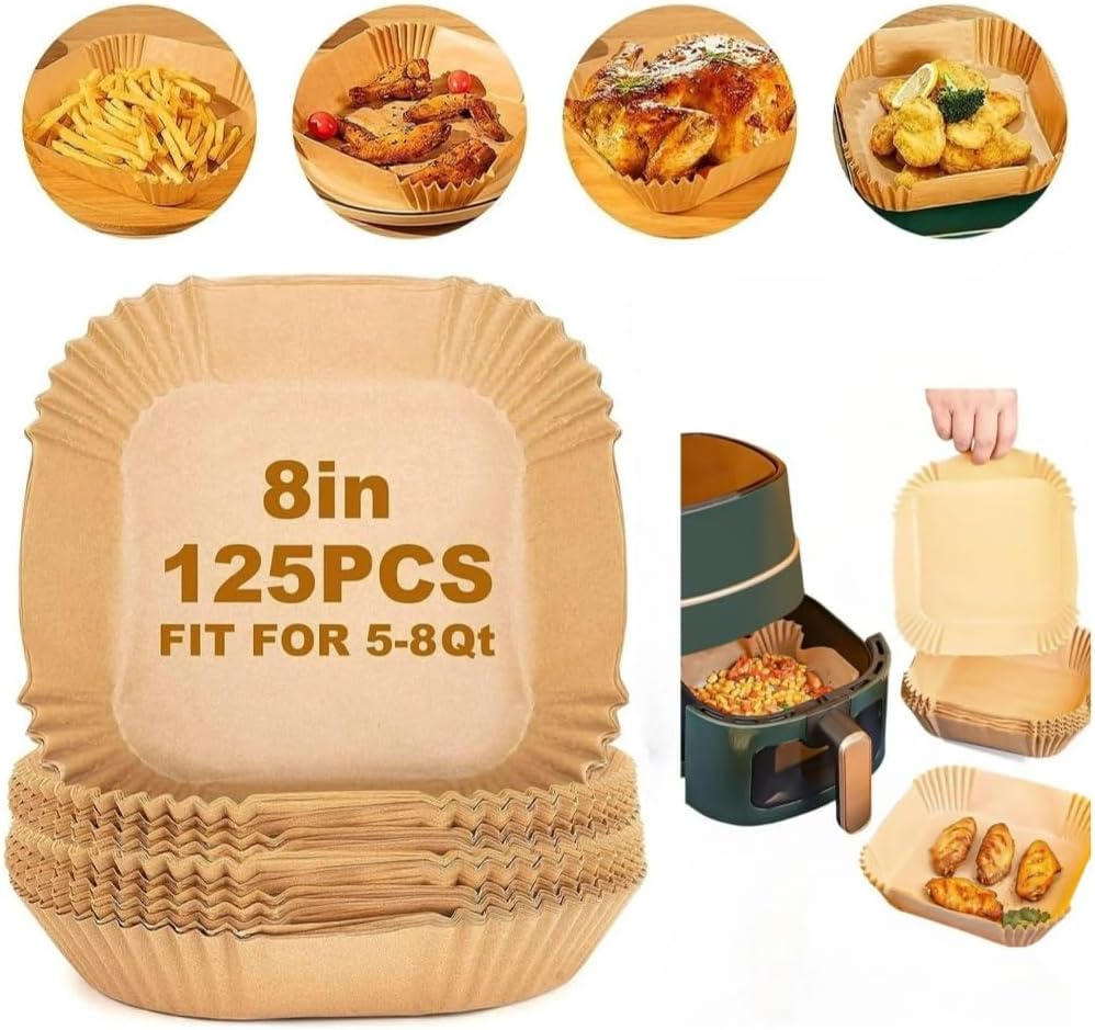 Air Fryer Paper Liners, 8-inch, 125 Count, Non-stick Disposable for Air Fryer, Microwave, Oven Air Fryer Paper Liners, 8-inch, 125 Count, Non-stick Disposable for Air Fryer, Microwave, Oven