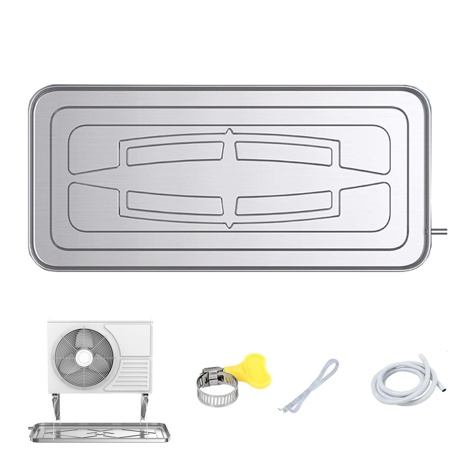 Bandeja de Goteo para Aire Acondicionado, Bandeja de Drenaje de Acero Inoxidable para Agua condensada con Tubo, sin Fugas para Sistemas HVAC (Tamaño: 84x39cm/33x15in)