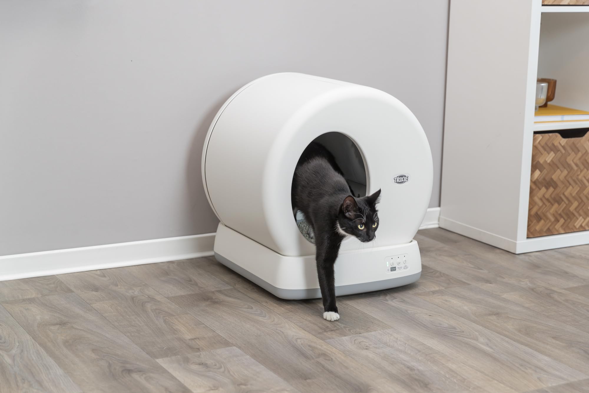 TRIXIE Bac à litière autonettoyant pour Chat – Blanc – 53 × 55,5 × 52 cm