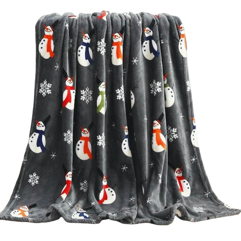 ZBDP - Manta de terciopelo de lujo súper suave con estampado navideño, decoración del hogar, manta cálida y acogedora