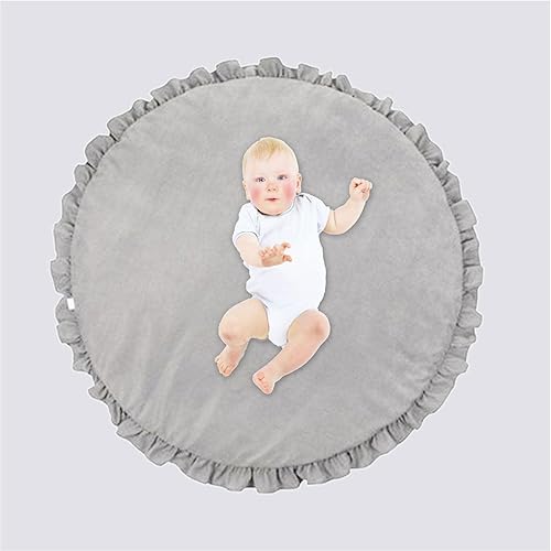 Miniatura 4 de Tapete de juego de algodón con volantes para bebés, tapete de juego para niñas y niños y bebés para el tiempo boca abajo, decoración con volantes,