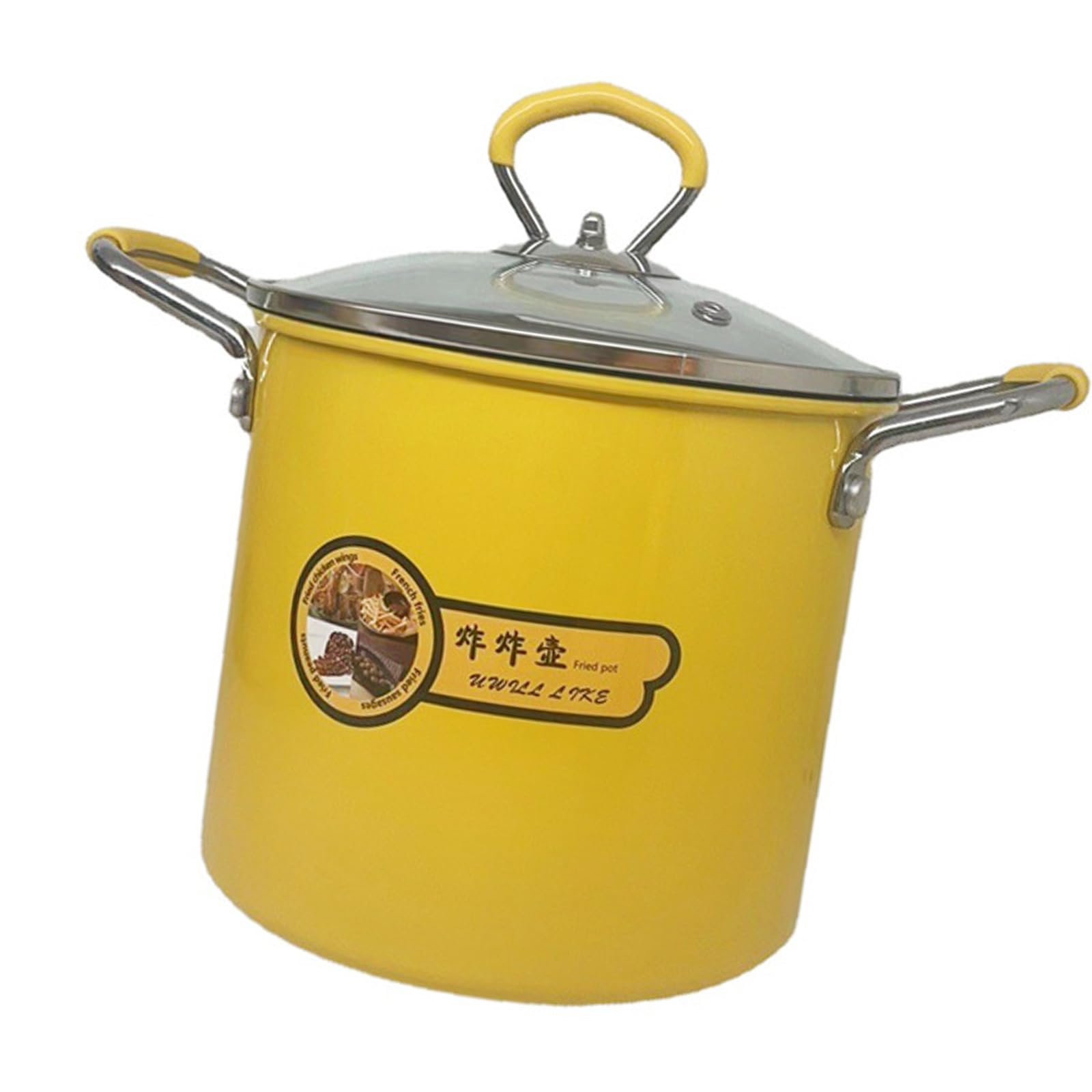 MICFENY Small Frying Pots with Basket and Oil Strainer Nonstick Cookware for French Fries Ergonomic Handle Noodles Cooking Pans