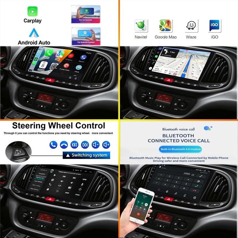 Autoradio Android tactile 9 pouces Fiat Doblo 2015-2019 Bluetooth M150S 4 Core 32G - 6