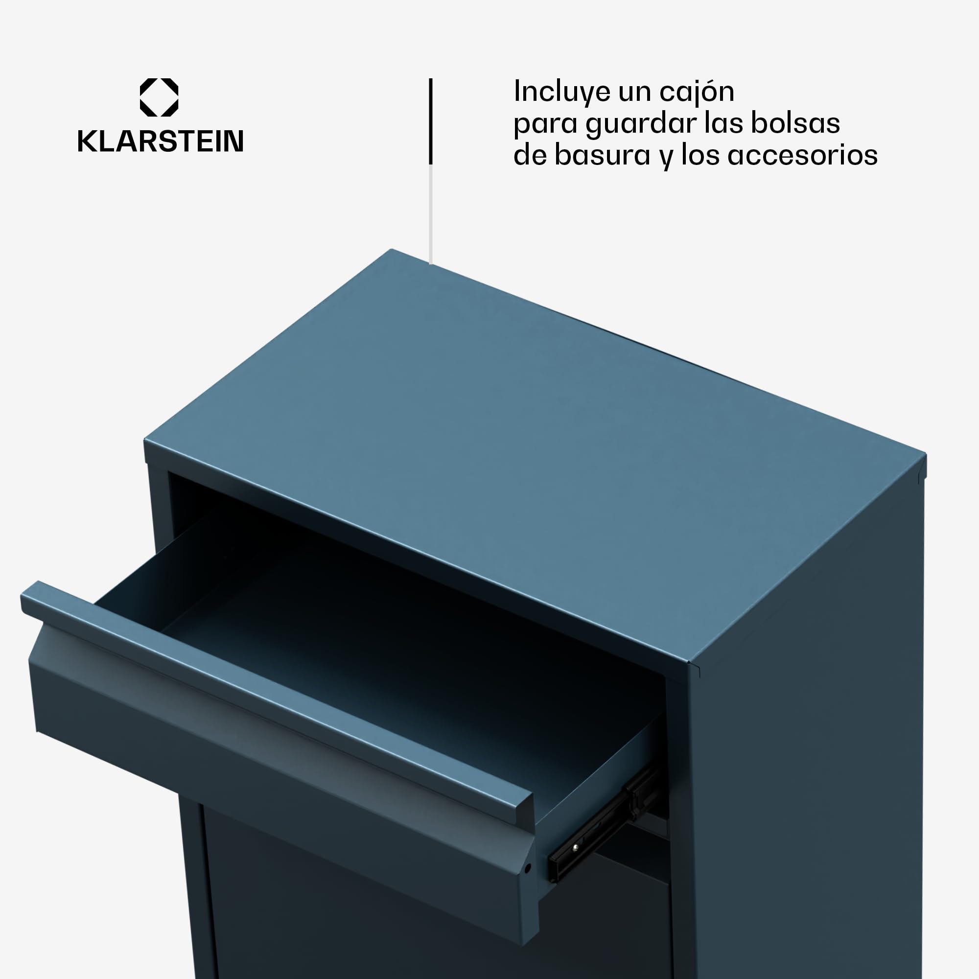 KLARSTEIN Tiyo 3-En-1 Cubo De Basura Cocina – 50 L Separación De Residuos con Pedal Y Tapa Soft-Close, De Acero Inoxidable, Cubos Extraíbles, Etiquetas para Clasificación, Antracita
