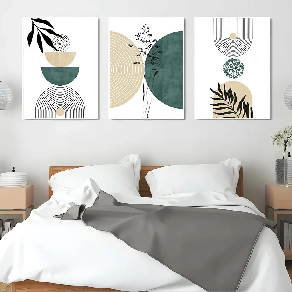 Wuhbcz White Wall Posters-Modern Minimalist Boho Art Canvas Poster Bohemian Abstract Geometry Wall Painting Print Home Living Room Kitchen Office Decor-40 * 50Cm/3Pcs (No Frame)