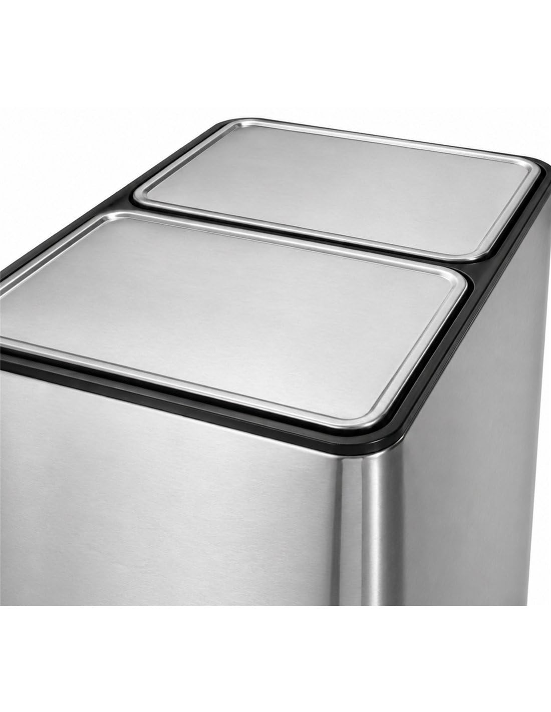 Jardin202 - Cubo reciclaje doble pedal | Acero Inoxidable y Negro Mate | Cubo de Basura Doble Compartimento | Para Cocina y Exterior | 30 litros (Plata)