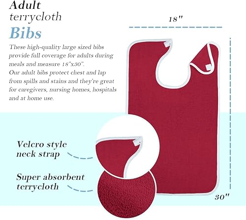 Miniatura 4 de Avalon Towels Adult Bibs for Women 100% Cotton Bib for Adults for Eating - Terry Cloth Adult Bibs for Men Clothing Protectors