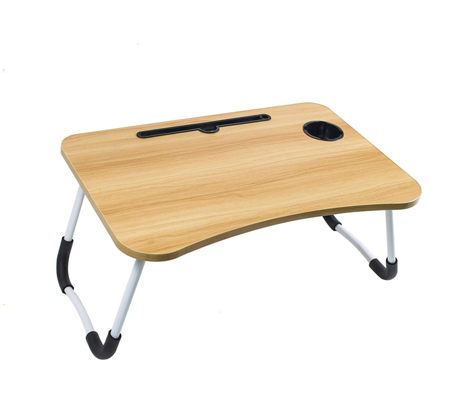 LEKA NEIL Foldable Laptop Lap Desk, Portable Computer Bed Table Tray with Phone Stand and Cup Holder for Bed/Couch/Sofa Working, Reading(Yellow)