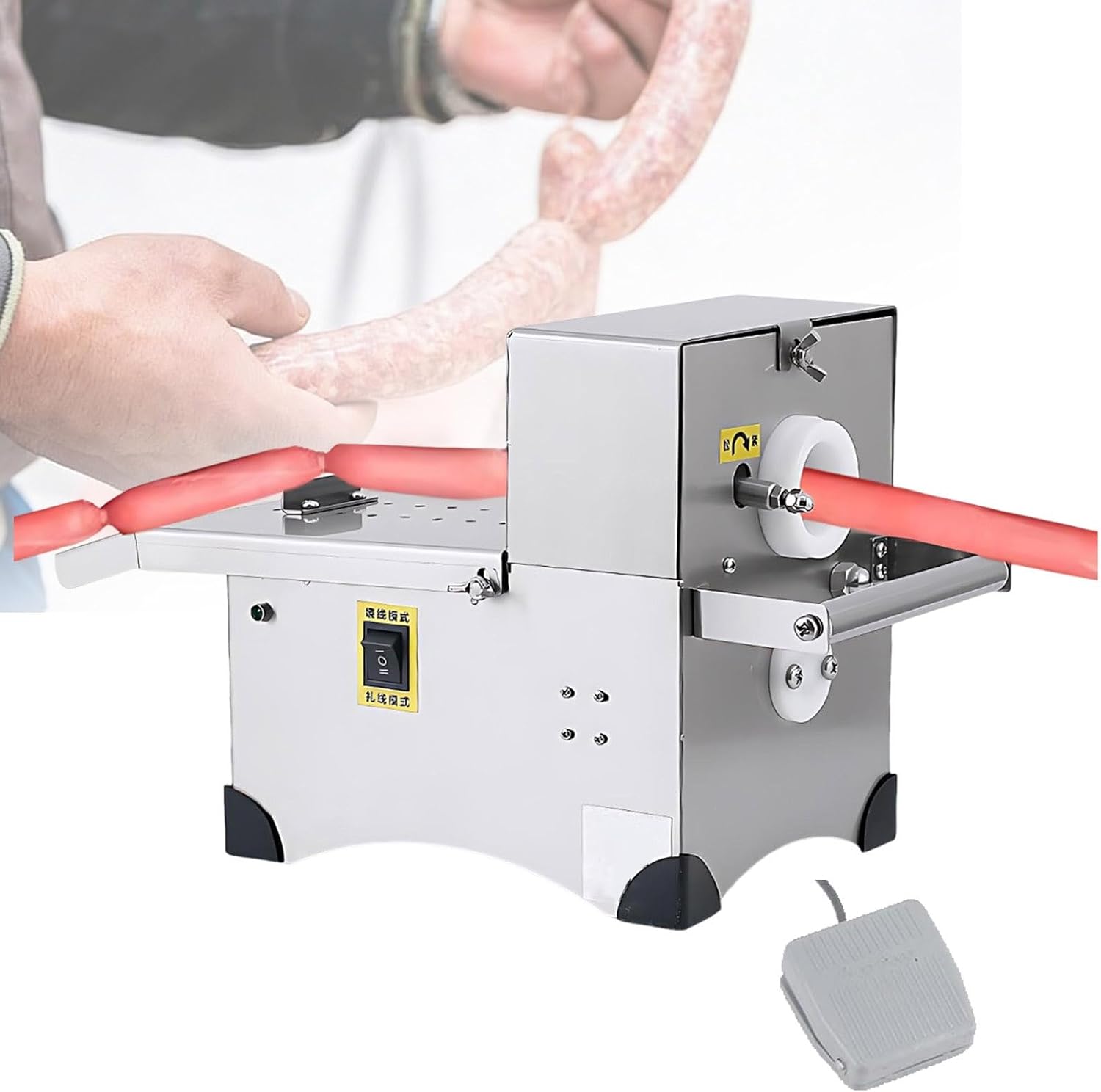 Automatic Sausage Linker with Foot Pedal, Hands spare Sausage Tying Machine for Butcher Shops