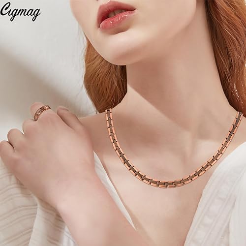 Miniatura 5 de Collar de cobre para hombres y mujeres  Collar magnético 99% sólido cobre puro anillo conjunto de imanes ultra fuertes  con herramienta de tamaño