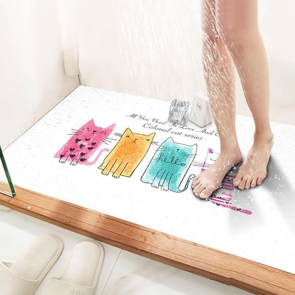 SSDDLZEQ High-end Quick-Dry Rubber Loofah Shower Mat(Cat,60x120cm)