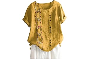 Women Short Sleeve Linen Shirts 2024 Summer Tops