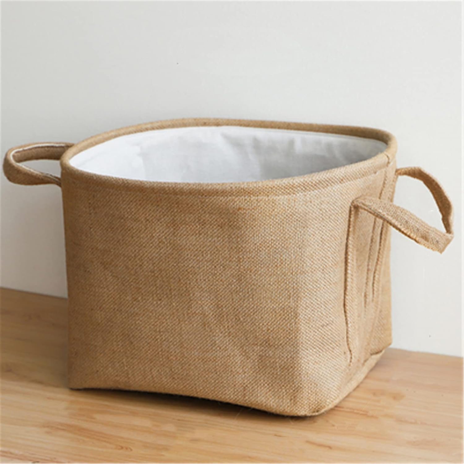 布製収納バスケット 家庭用生地の綿とリネンの収納バスケット(33x28x26cm)