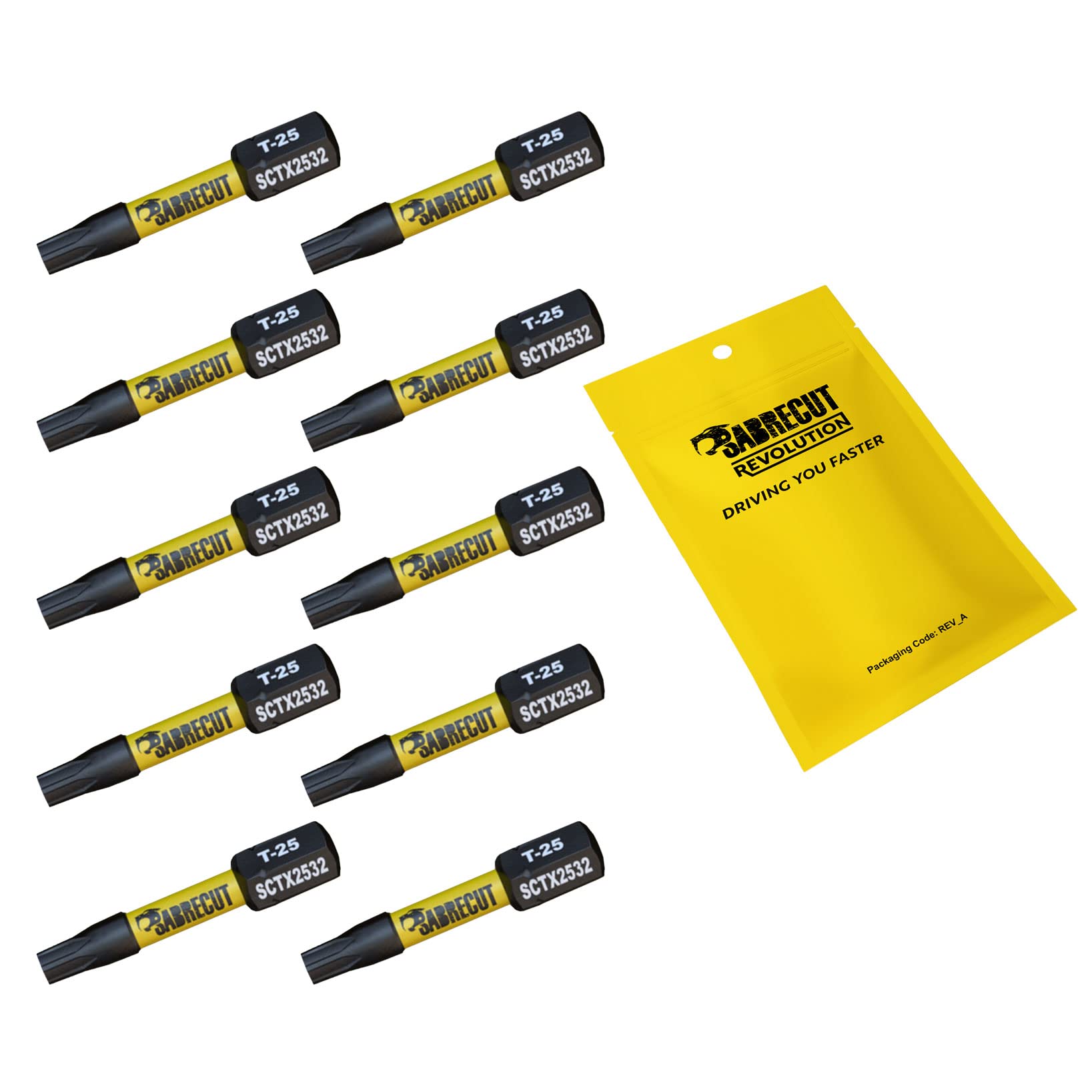 10 Embouts Tournevis Percussion SabreCut TX25 - 50mm - Acier S2 - Boîte Rangement - Pour Usage Intensif