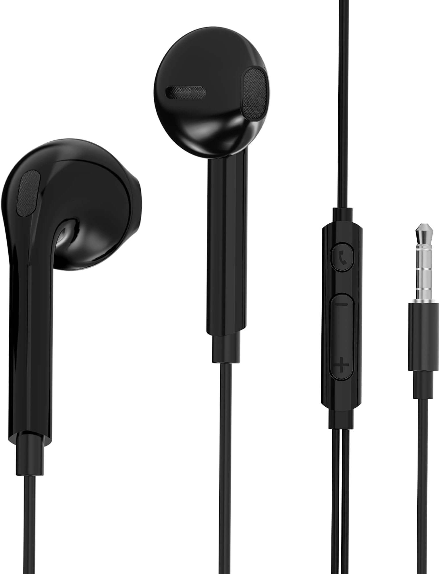 – Wired In-Ear Headphones with Microphone & Volume Control, 3.5mm Jack Earphones for Laptop, Phone, Tablet - Black