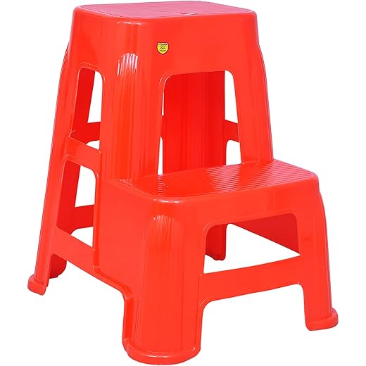Durable Plastic Step Stool Non-Slip Red