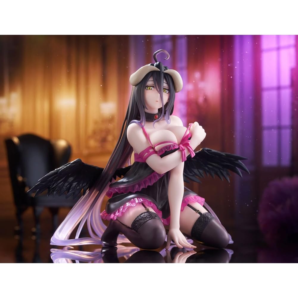 Figurine Albedo d'anime Albedo - Position agenouillée - Style pyjama - En PVC - Figurine manga Girl - 13 cm - Modèle de décoration de bureau à collectionner