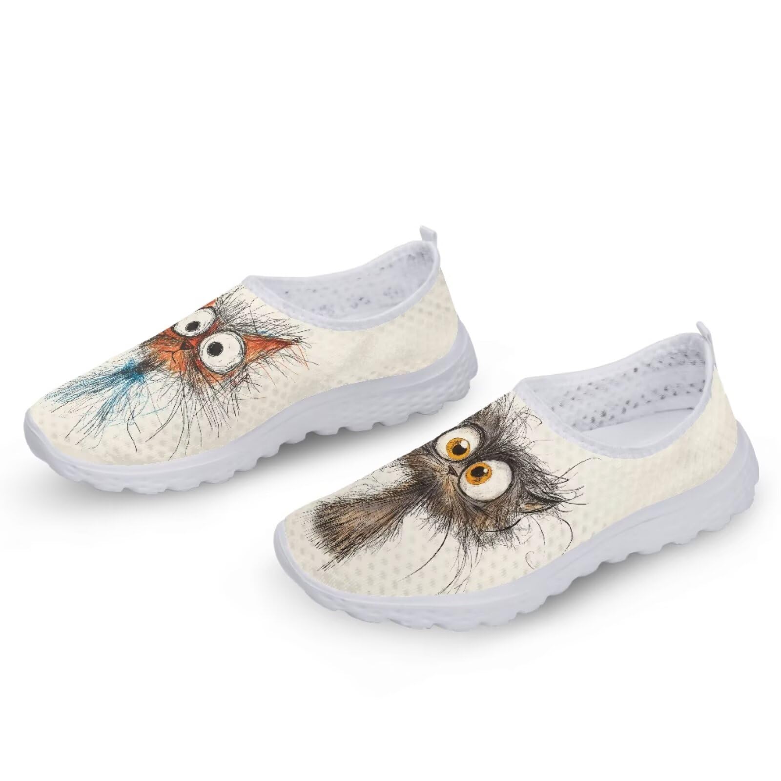 Jeiento Cat Shoes for Men Women,Comfort Slip-On Loafers Adult Mesh Walking Sneakers Couple Tennis Sneakers Breathable Lightweight Swim Beach Water Shoe Anti Slip Sole for Outdoor Travel,US 8