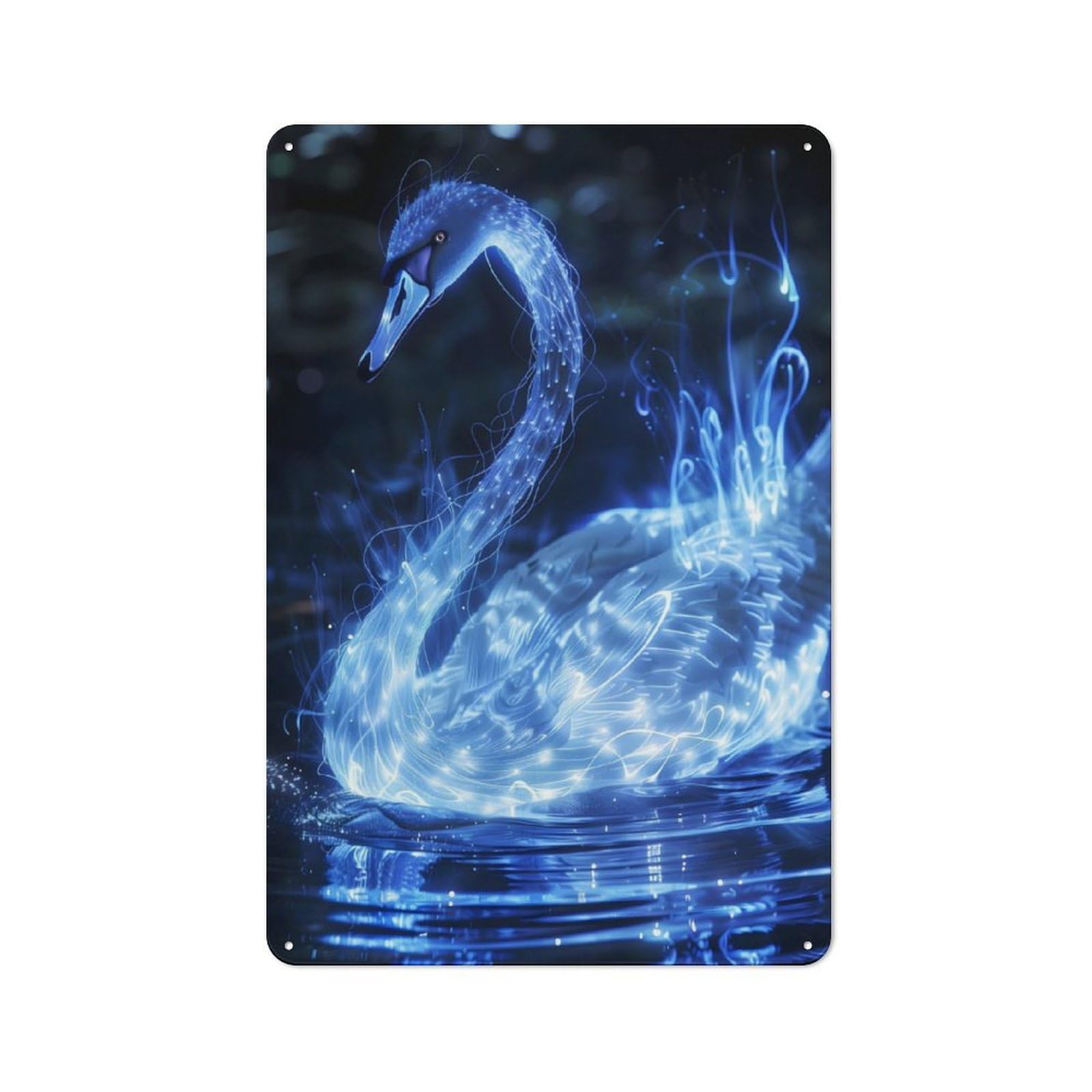 Junmoney Glowing Swan Retro Metal Wall Sign 30X20cm For Guest Room Or Hallway, New-Space Wall Decor For Home Decor Collectors