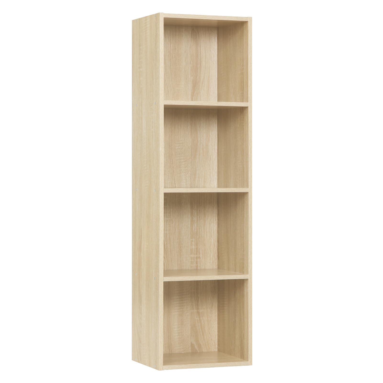 WOLTU Bookcase, 4 Cube Shelving Unit Storage Oak Book Shelf, Wooden Storage Cubes Bookcases for Living Room, Bedroom SK003hei4-UK